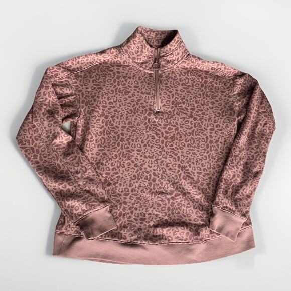 Tek Gear Ultrasoft Fleece Leopard Quarter Zip Pullover Women’s M Pink Cheetah - Picture 1 of 10